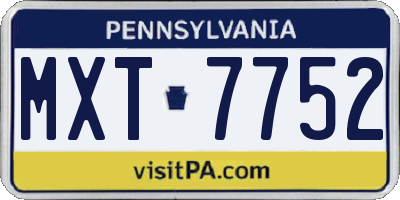 PA license plate MXT7752