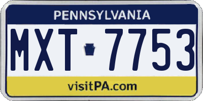 PA license plate MXT7753
