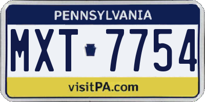 PA license plate MXT7754