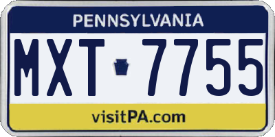 PA license plate MXT7755