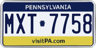 PA license plate MXT7758