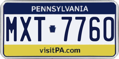PA license plate MXT7760