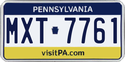 PA license plate MXT7761