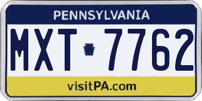 PA license plate MXT7762