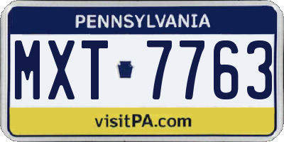 PA license plate MXT7763