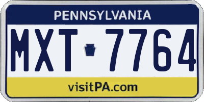 PA license plate MXT7764