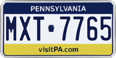 PA license plate MXT7765