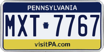 PA license plate MXT7767