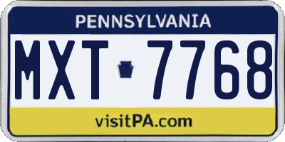PA license plate MXT7768