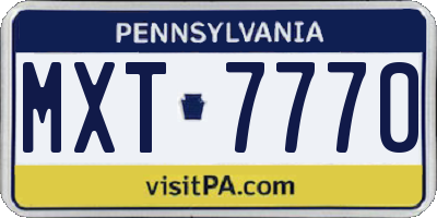 PA license plate MXT7770
