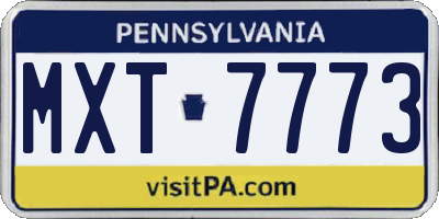 PA license plate MXT7773
