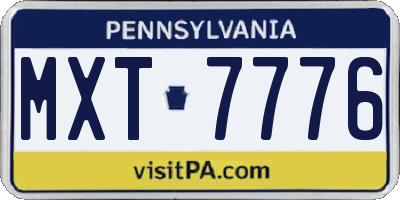 PA license plate MXT7776