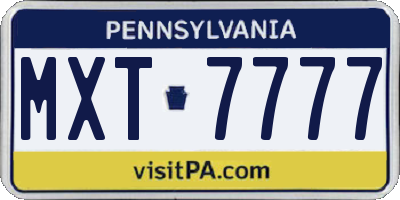 PA license plate MXT7777