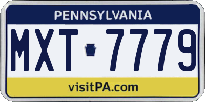 PA license plate MXT7779