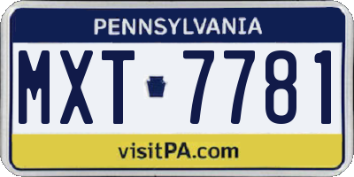 PA license plate MXT7781