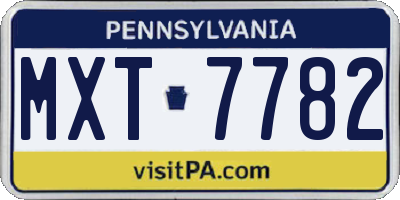 PA license plate MXT7782