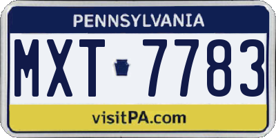 PA license plate MXT7783