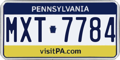 PA license plate MXT7784