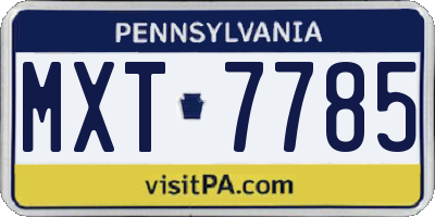 PA license plate MXT7785