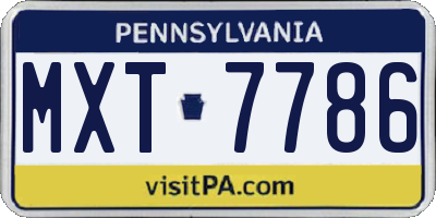PA license plate MXT7786