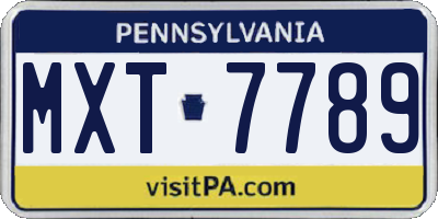 PA license plate MXT7789