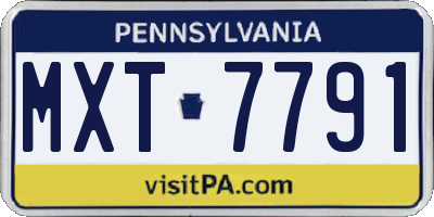 PA license plate MXT7791