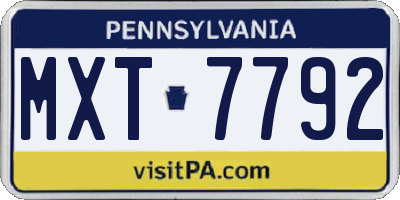 PA license plate MXT7792