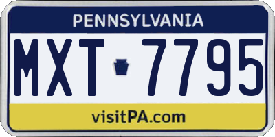 PA license plate MXT7795