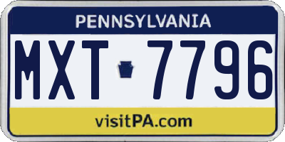 PA license plate MXT7796