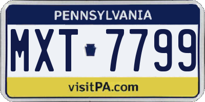 PA license plate MXT7799
