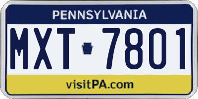 PA license plate MXT7801