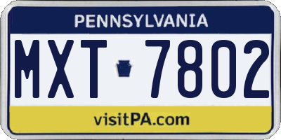 PA license plate MXT7802