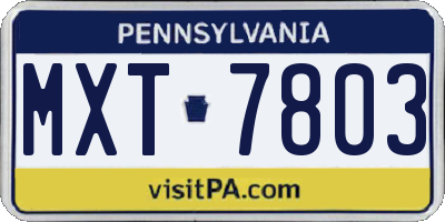 PA license plate MXT7803