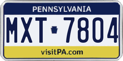 PA license plate MXT7804