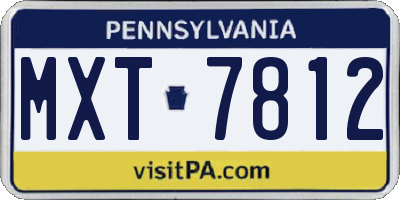 PA license plate MXT7812