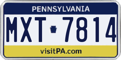 PA license plate MXT7814