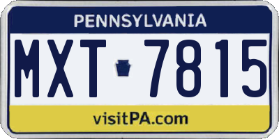 PA license plate MXT7815