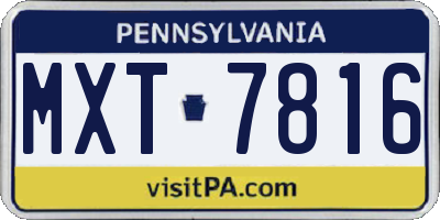 PA license plate MXT7816