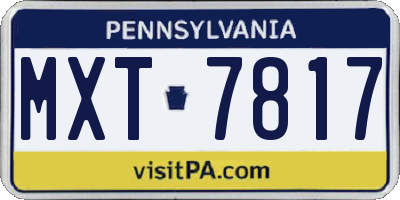 PA license plate MXT7817