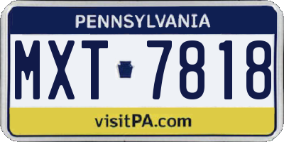 PA license plate MXT7818