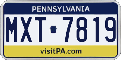 PA license plate MXT7819