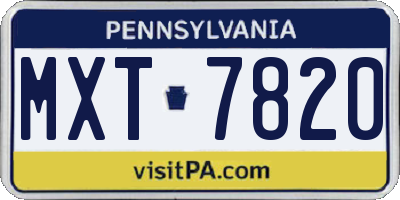 PA license plate MXT7820