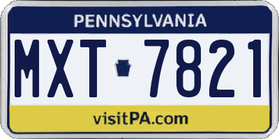 PA license plate MXT7821