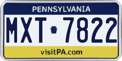 PA license plate MXT7822