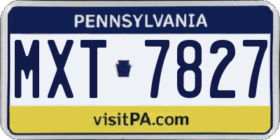 PA license plate MXT7827