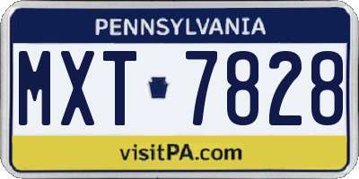 PA license plate MXT7828