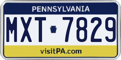 PA license plate MXT7829