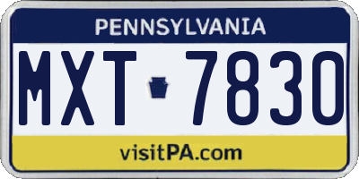PA license plate MXT7830