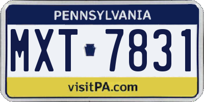 PA license plate MXT7831