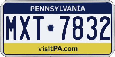 PA license plate MXT7832